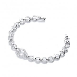 925 Sterling Silver Polished and Cubic Zirconia Links