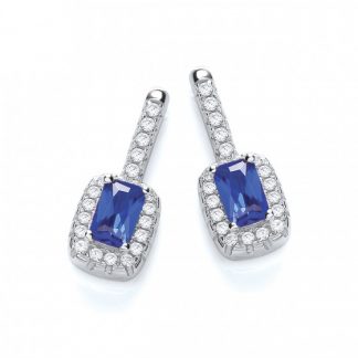 925 Sterling Silver Blue Drop Earrings