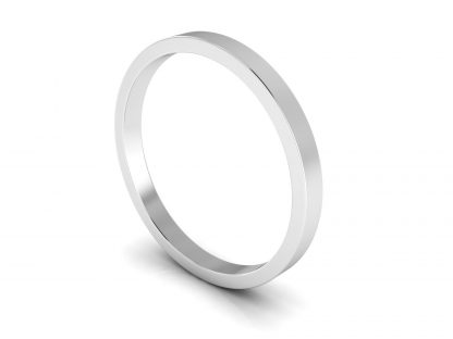 Platinum 950 2.5mm Flat Plain Unisex Wedding Ring