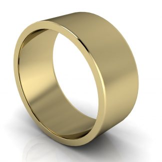 18ct Yellow Gold 8mm Flat Plain Unisex Wedding Ring