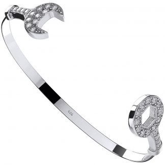 Sterling Silver 925 Baby cubic zirconia Spanner Bangle