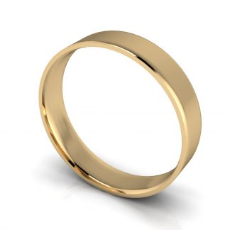 18ct Yellow Gold 4mm Flat Court Plain Unisex Wedding Ring
